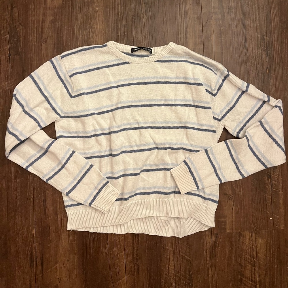 Blue and White Striped Brandy Melville Sweater